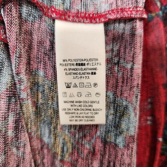 Free People Dock Street Deep Red Floral Print Ruffle Top Size Medium - Picture 6 of 8